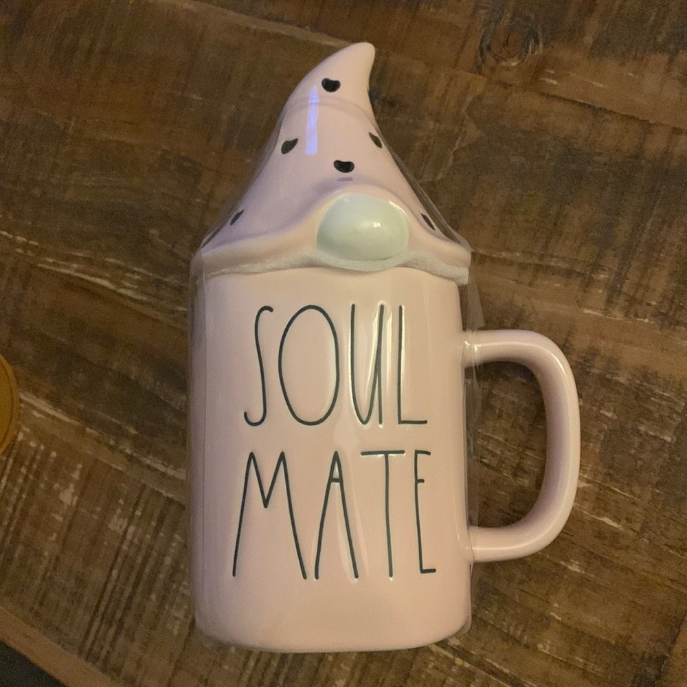 Rae Dunn SOUL MATE GNOME Powder Pink Mug NEW VHTF